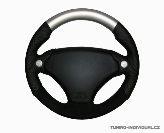 Sportovn volant Raid Daytona Club 320mm s airbagem ern, stbrn